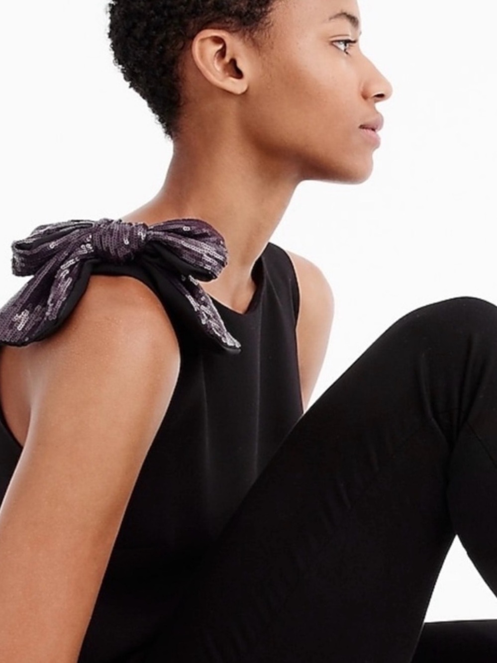 NWT J.Crew Drapey Tank with Shoulder Purple Sequin Bow Sz 2